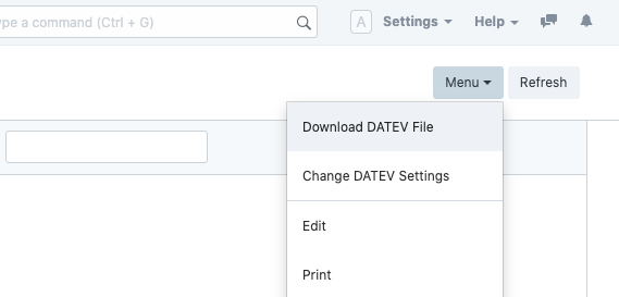 قائمة تصدير DATEV