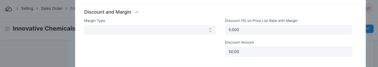 خصم على سعر قائمة الأسعار