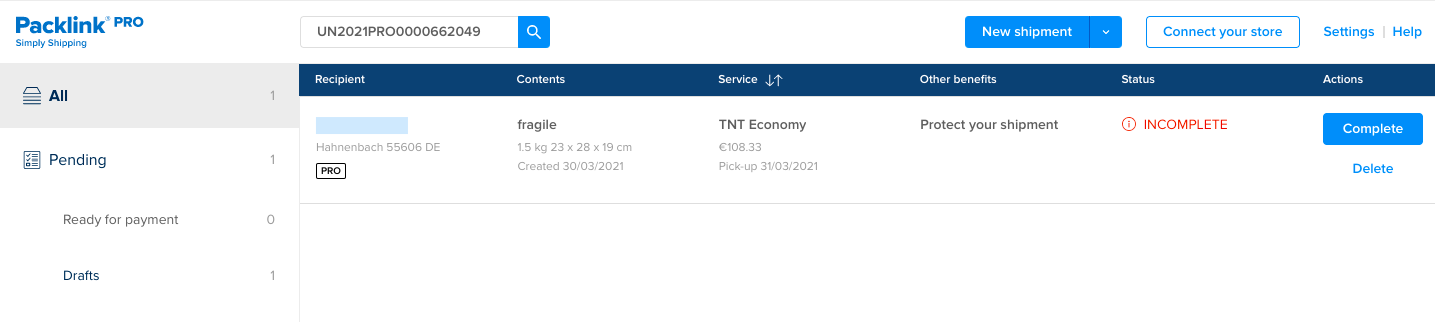 شحنة Packlink