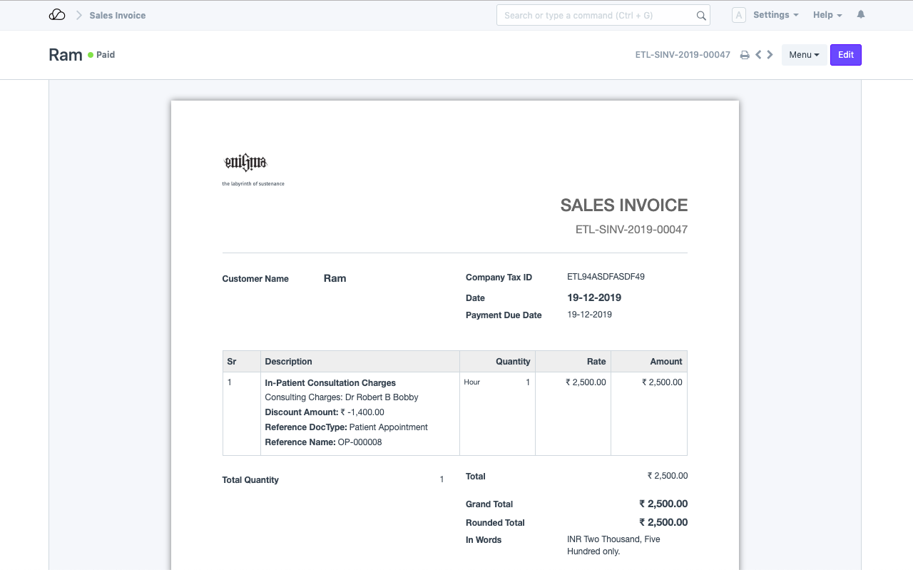 OneOfficeERP للرعاية الصحية